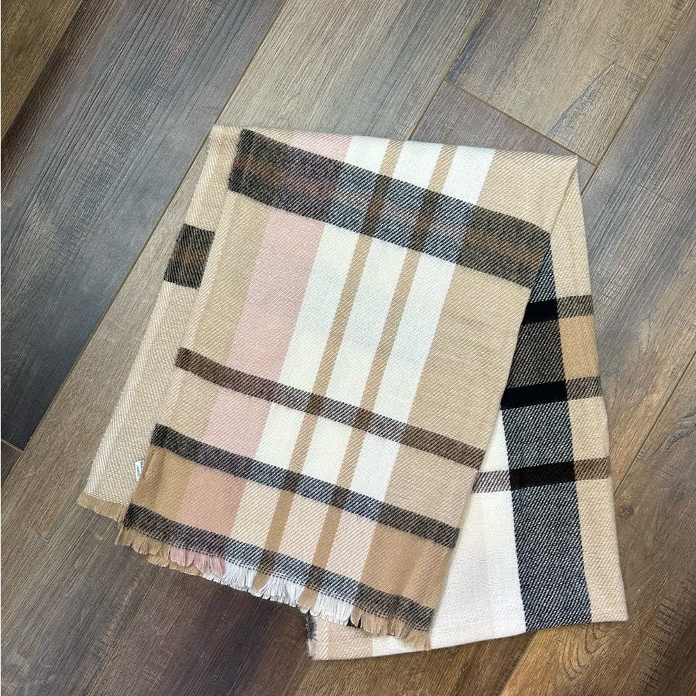 Old Navy Ultra-soft Neutral Plaid 77”x25” Wrap